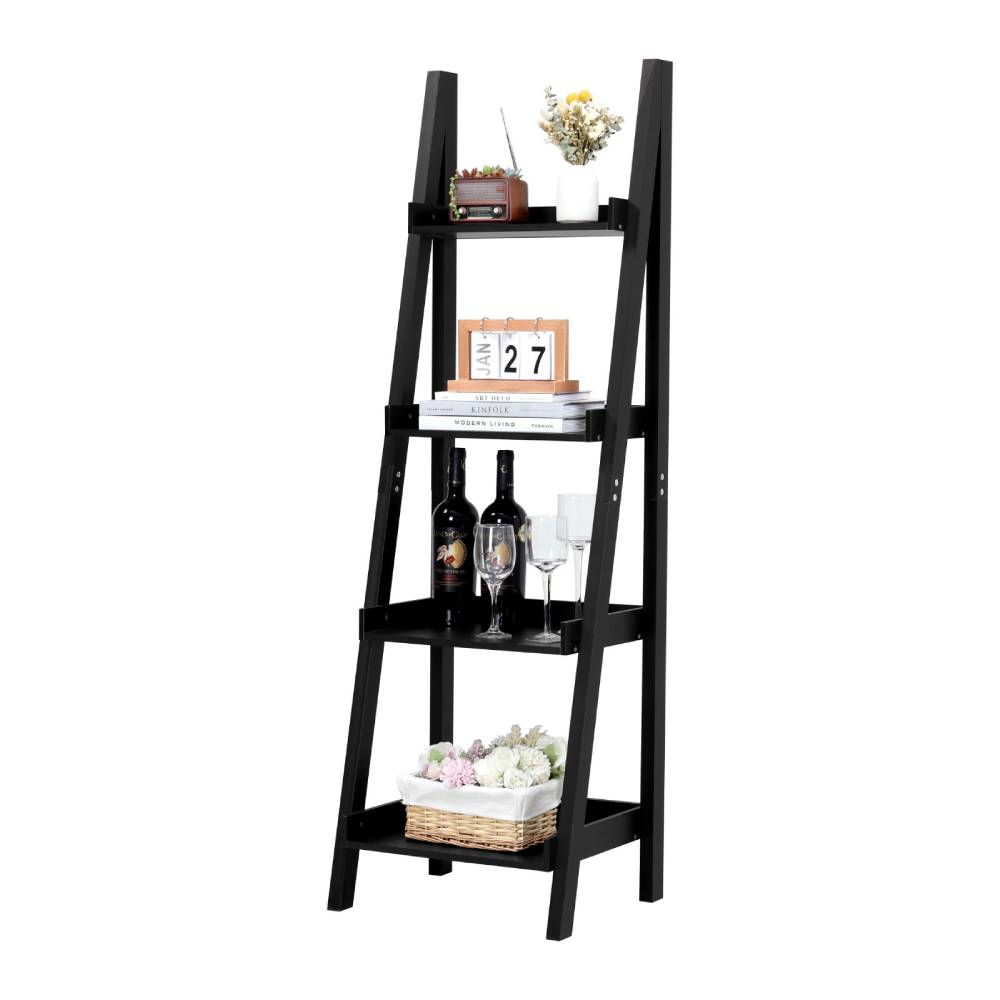 4-tier Wooden Display Ladder Shelf For Home