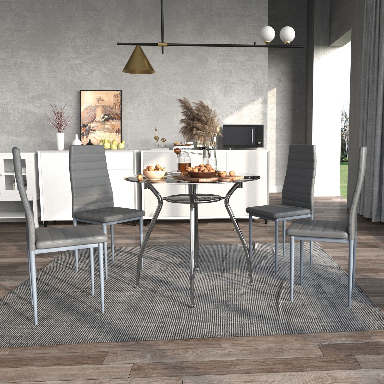 Dining Table And Chairs, Upholstered