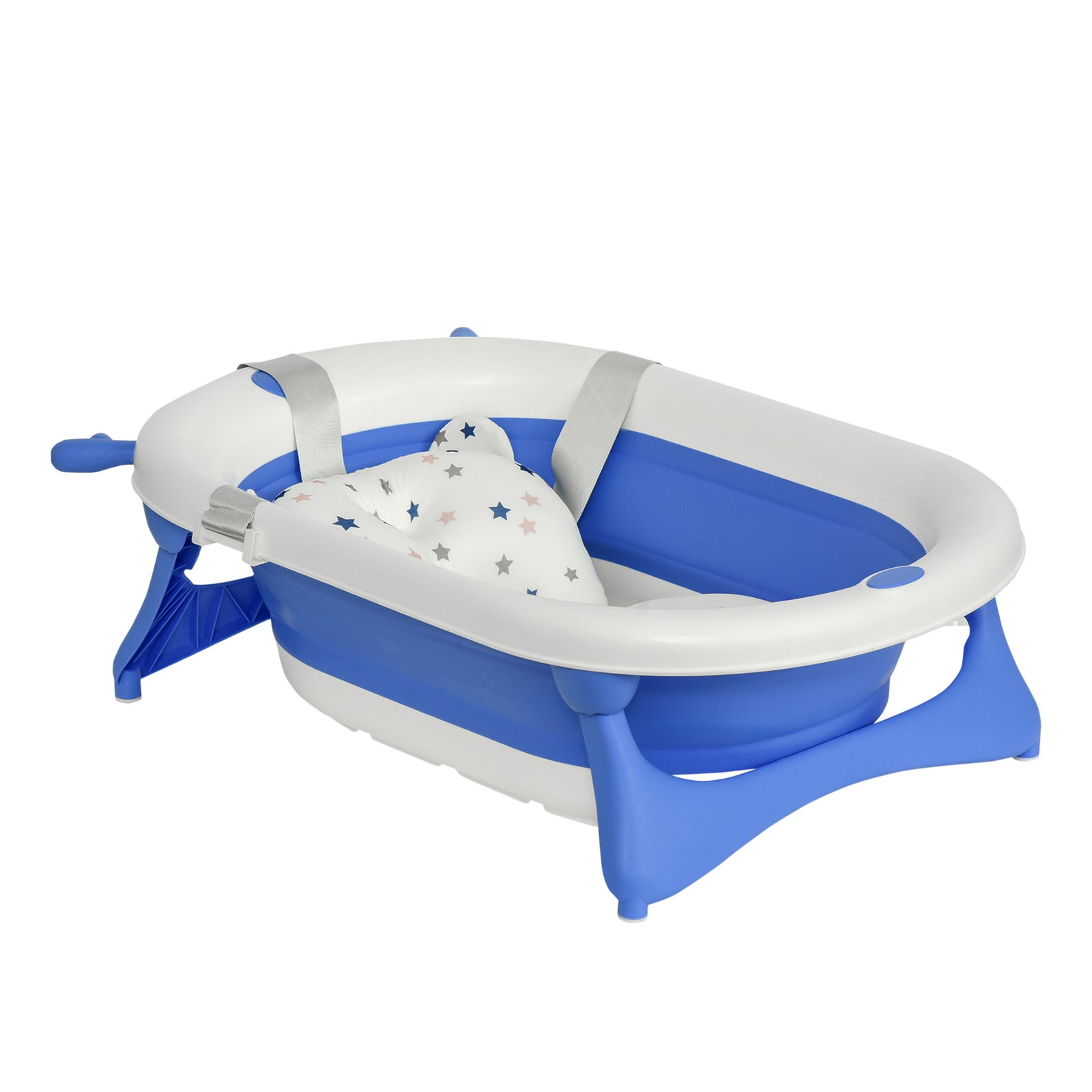 Foldable Baby Bath Tub Ergonomic With Temperature-induced Water Plug | Blue