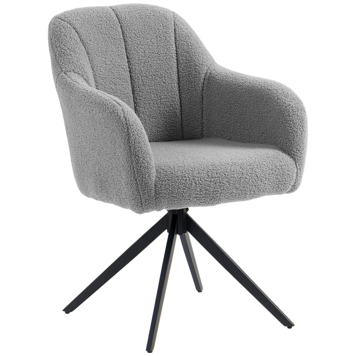 HOMCOM 360 Degree Swivel Accent Chair, Teddy Fleece Armchair, Grey