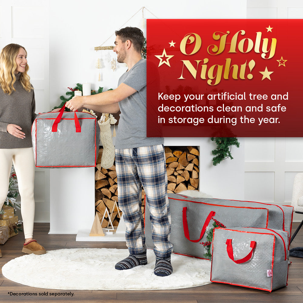 Christmas Storage Set Tree Bag And Ornament Bags Grey