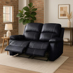 Manual Recliner Sofa 2 Seater Faux Leather | Black
