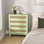 HOMCOM Rattan Chest Of Drawers, 4 Drawer Unit Storage Organiser For Bedroom