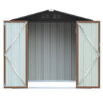 Metal Garden Shed 4x6ft/6x8ft Outdoor Storage Yard Tool Shed Tool Box Lockable | Small | Brown
