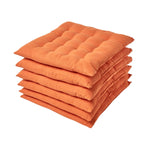 100% Cotton Seat Pads Plain Chair Cushions For Dining Room, Kitchen, Or Outdoor Garden Use | Set-of-6 | Burnt Orange
