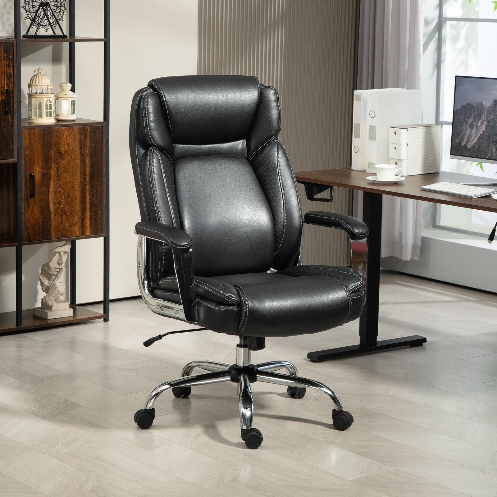 Faux Leather Desk Chair With Adjustable Height, 227kg