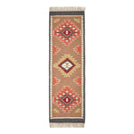 Jaipur Handwoven Brown And Orange Kilim Wool Rug | 200cm | Brown