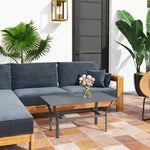Metal Garden Coffee Table W/ Slatted Tabletop