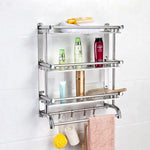 3 Tiers Stainless Steel Bathroom Shelf Storage Toilet Shelf Organizer Wall Mounted