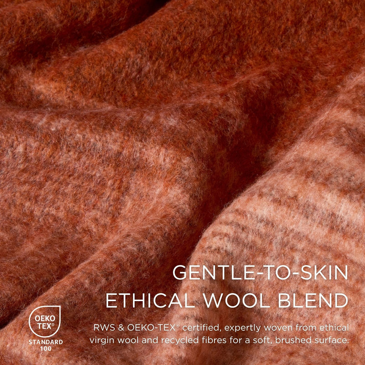 Pure Handmade Halo Gradient Wool Blend Bed & Sofa Throw Blanket, Rust
