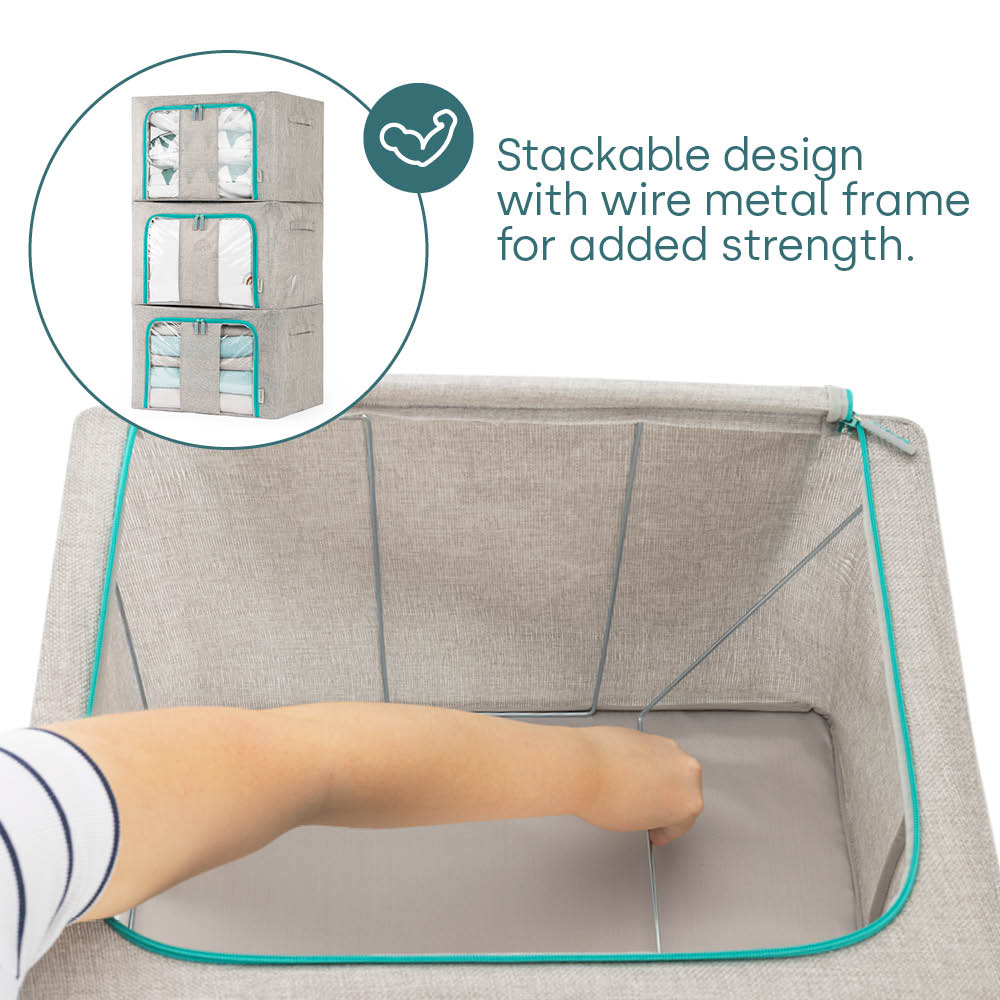 Folding Storage Bag With Metal Frame | One Size | Grey