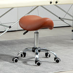 Pu Leather Saddle Stool W/ Moulded Padded Seat Adjustable | One Size | Brown