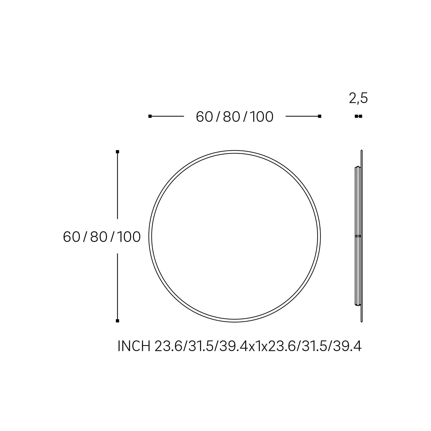 Illuminated Bathroom Mirror 80 X 80 Cm, Round