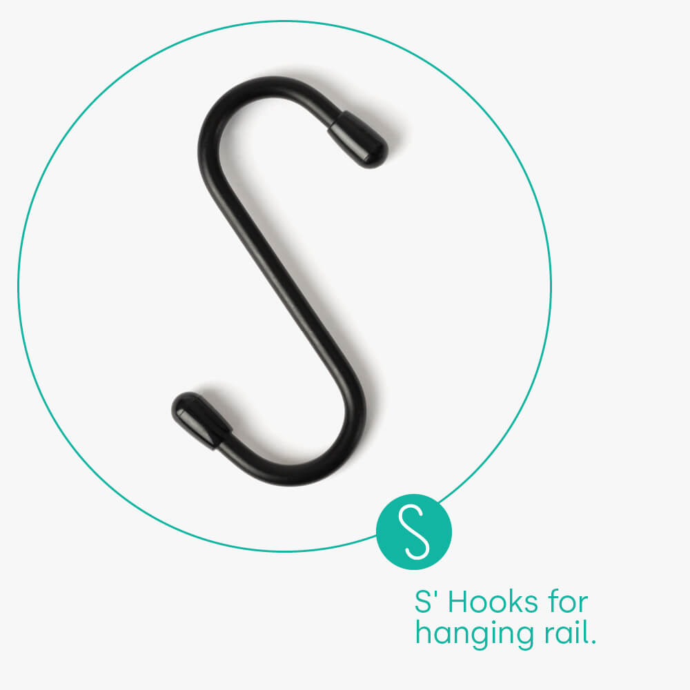 5pc Hanging 's' Hooks - Black