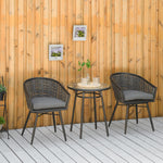 3 Pcs Patio Wicker Bistro Set W/ 2 Chairs & 1 Coffee Table