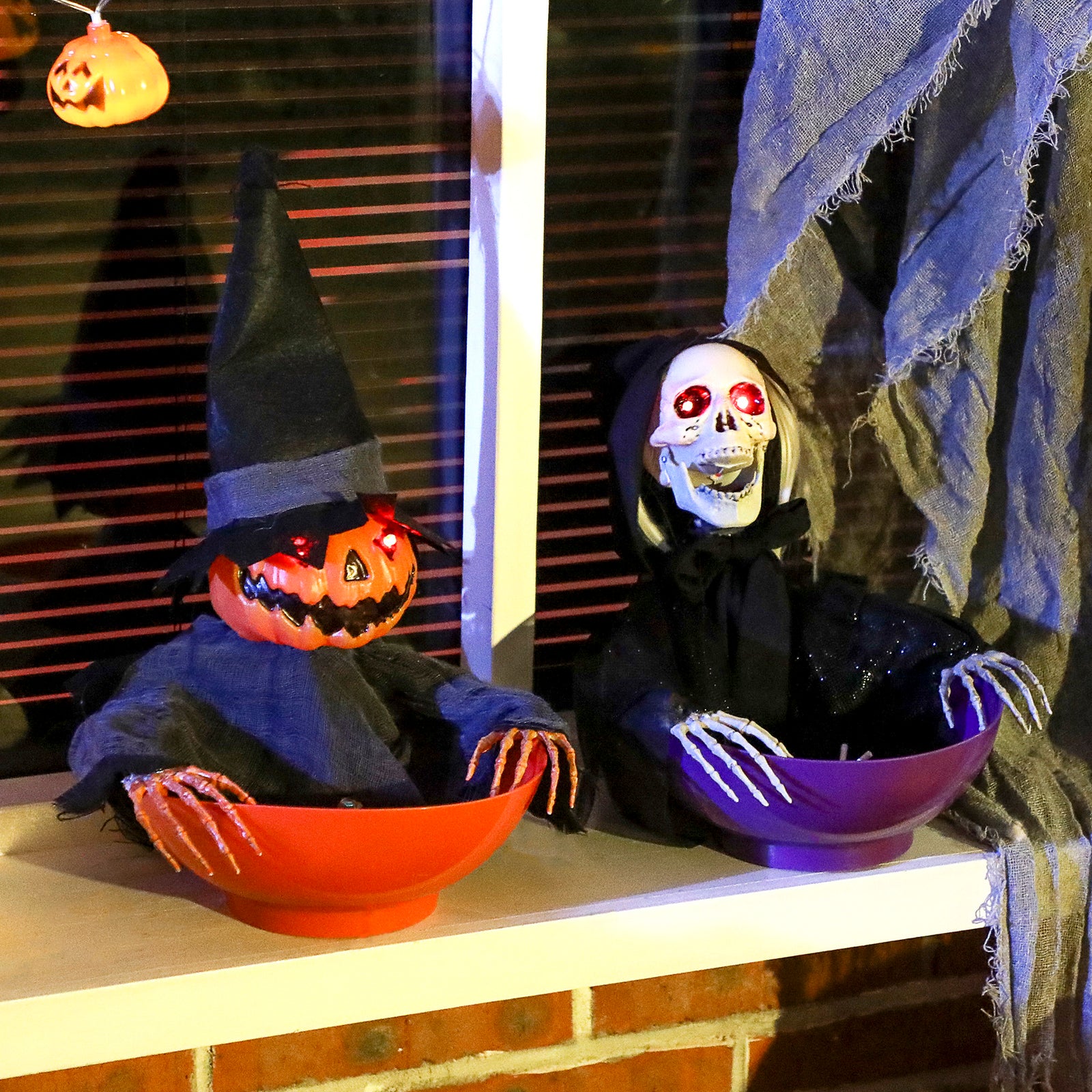 Animated Halloween Skeleton Candy Dish For Party Decoration