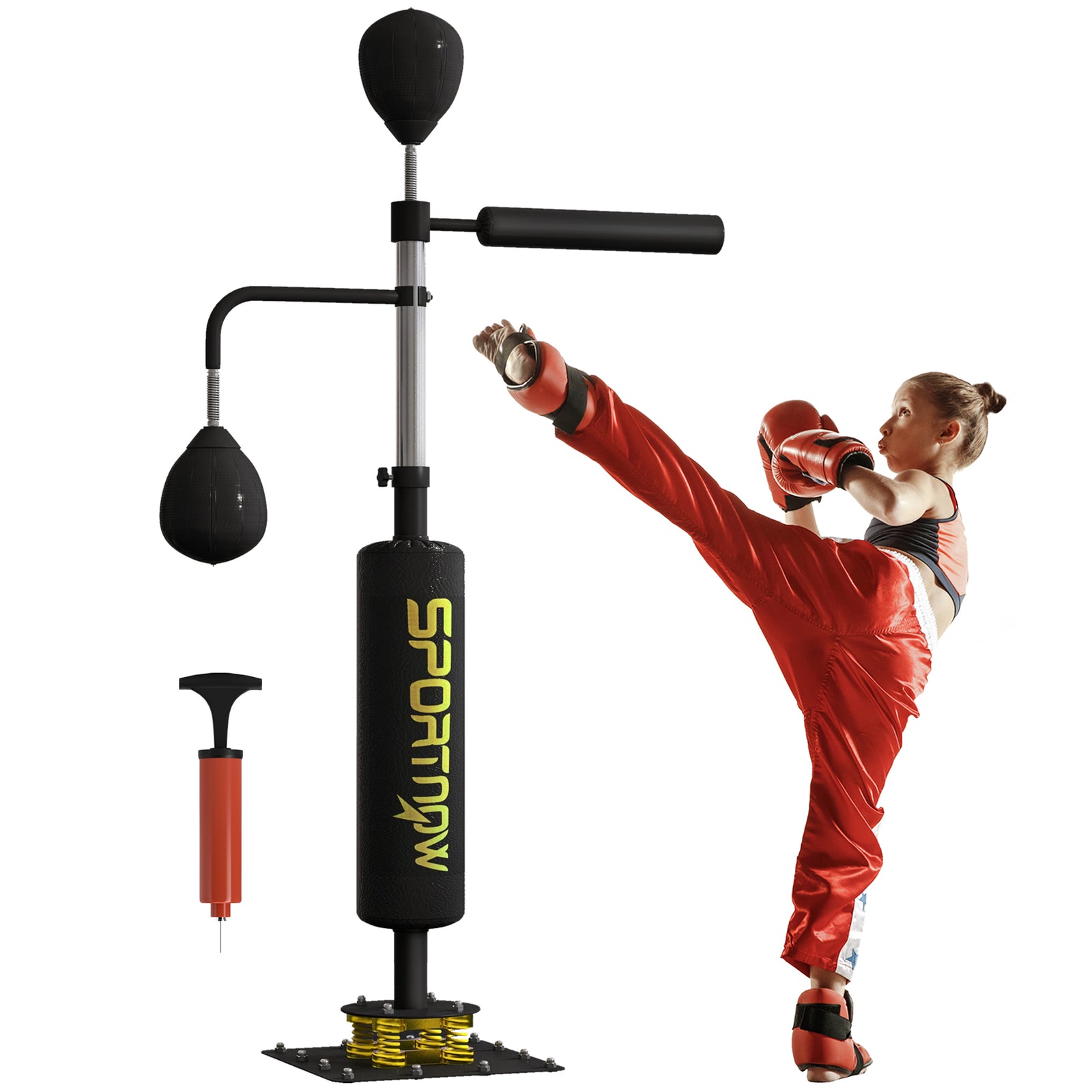 140-205cm Boxing Bag Freestanding Punching and Kicking Bag | Black