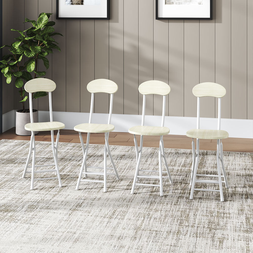 Set Of 4 Compact Wooden Folding Chair With Metal Legs | Set of 4 | White