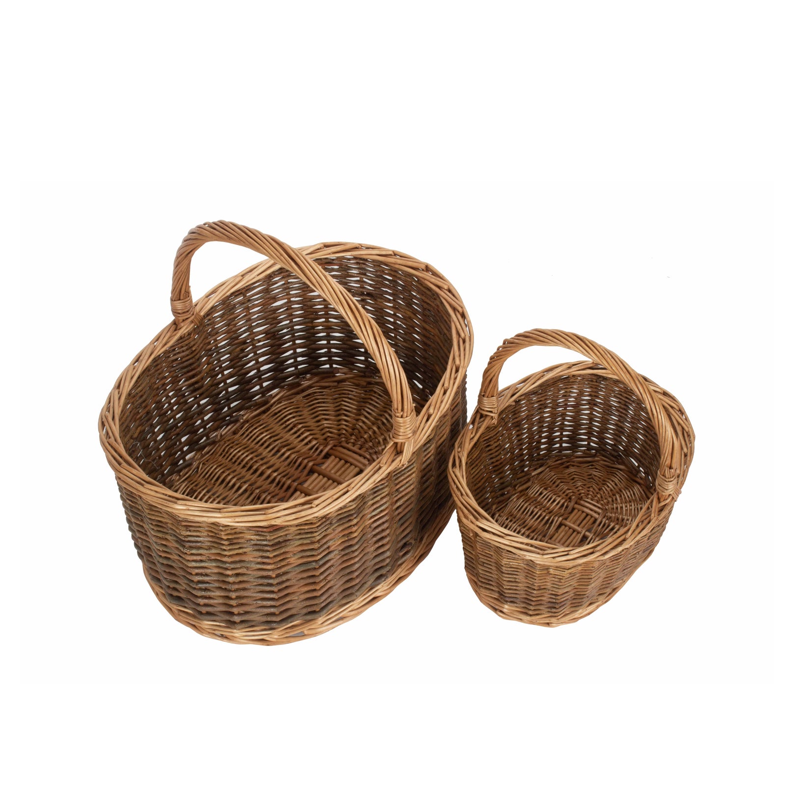 Country Oval Wicker Shopping Basket | Set-of-2 | Brown