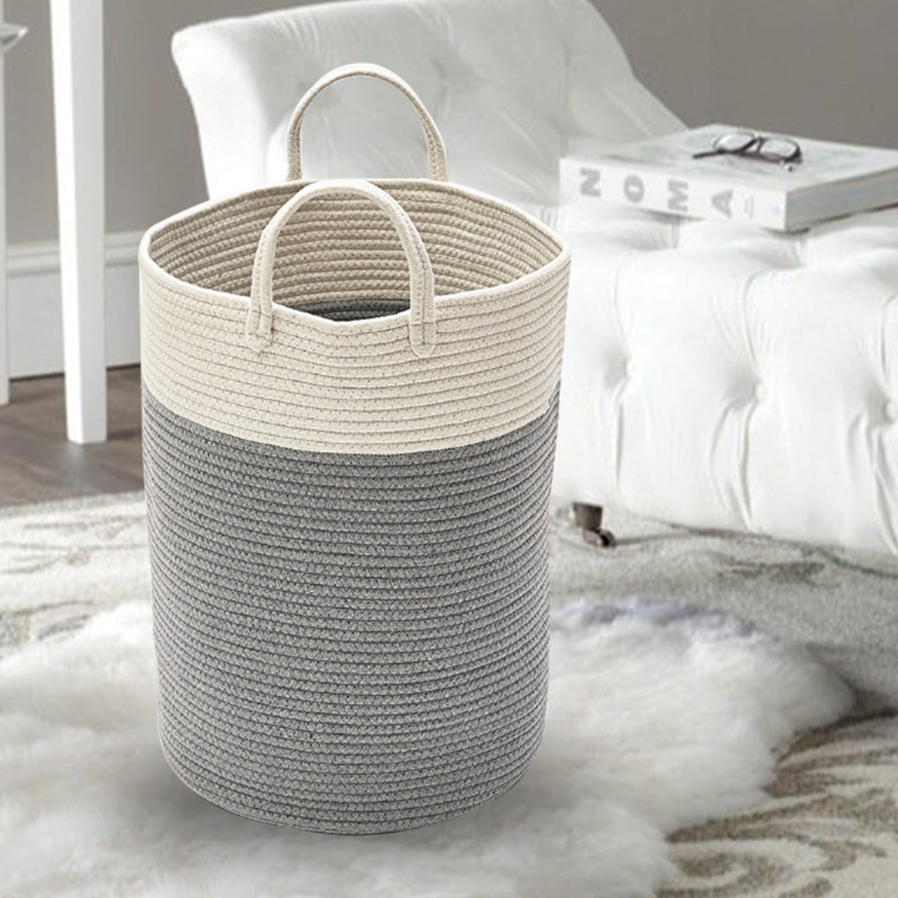 Woven Basket Baby Kids Toys Storage Clothes Hamper Laundry Basket | Grey