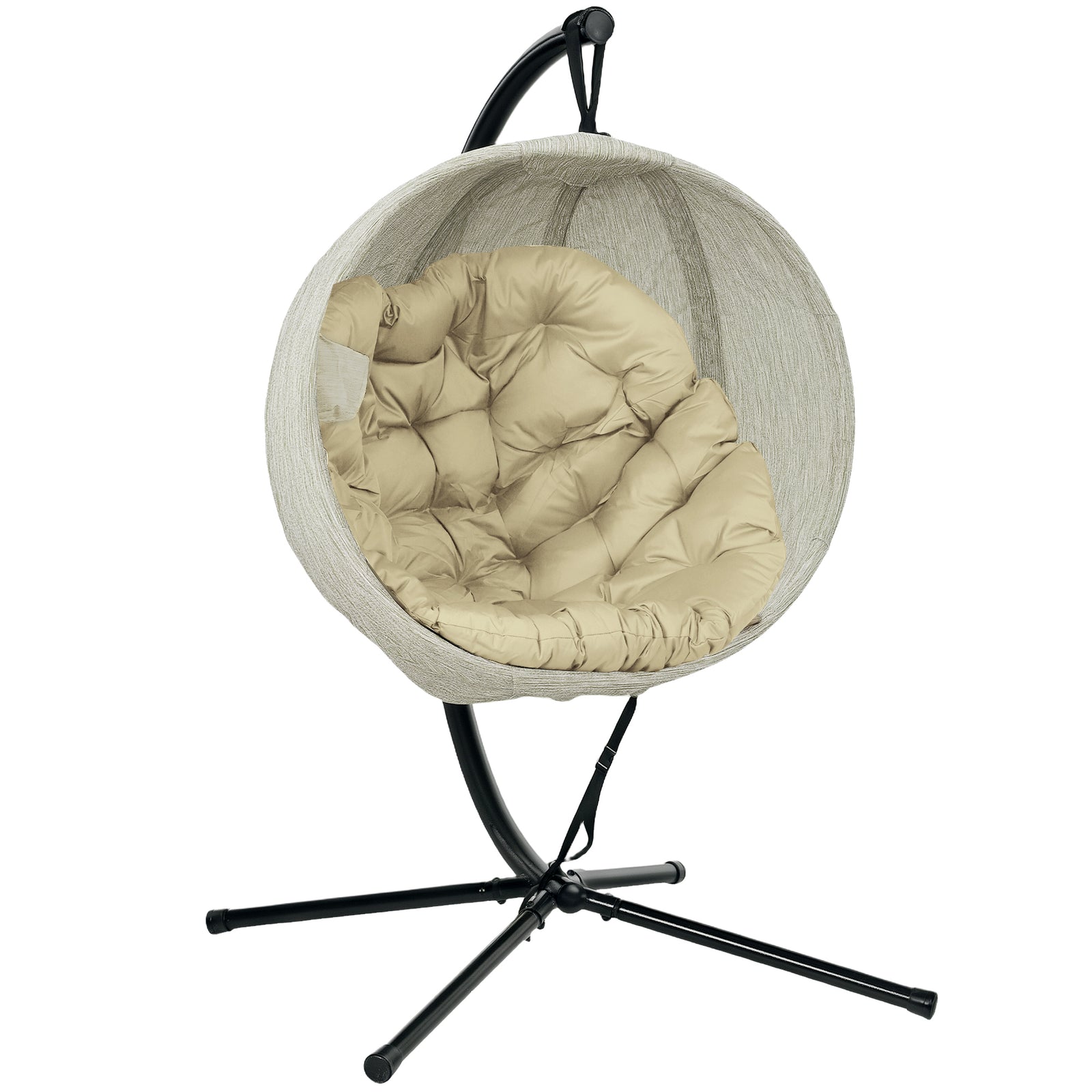 Hanging Egg Chair Outdoor Indoor Swing Chair, Folding Basket | Khaki