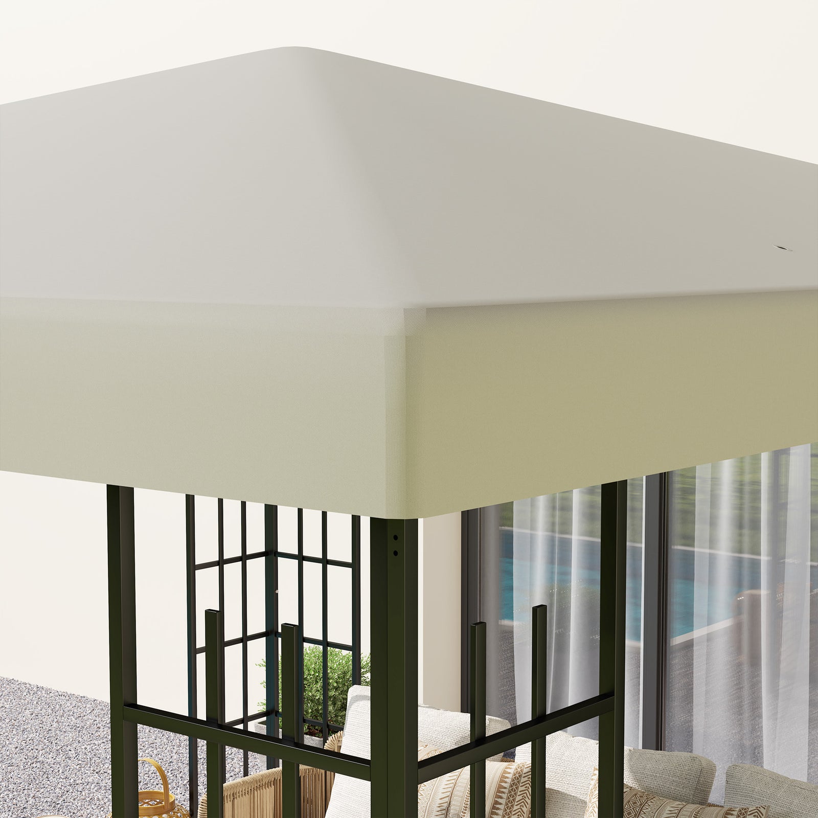 3x3m Gazebo Canopy Replacement Cover, With Drain Holes | Cream