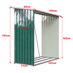 Garden Outdoor Metal Firewood Log Storage Shed | Green