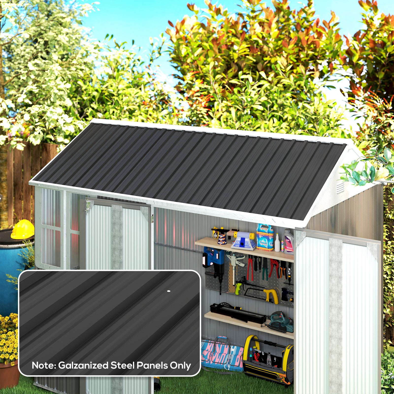 Pack Of 12 Metal Roofing Sheets For Greenhouse | Black