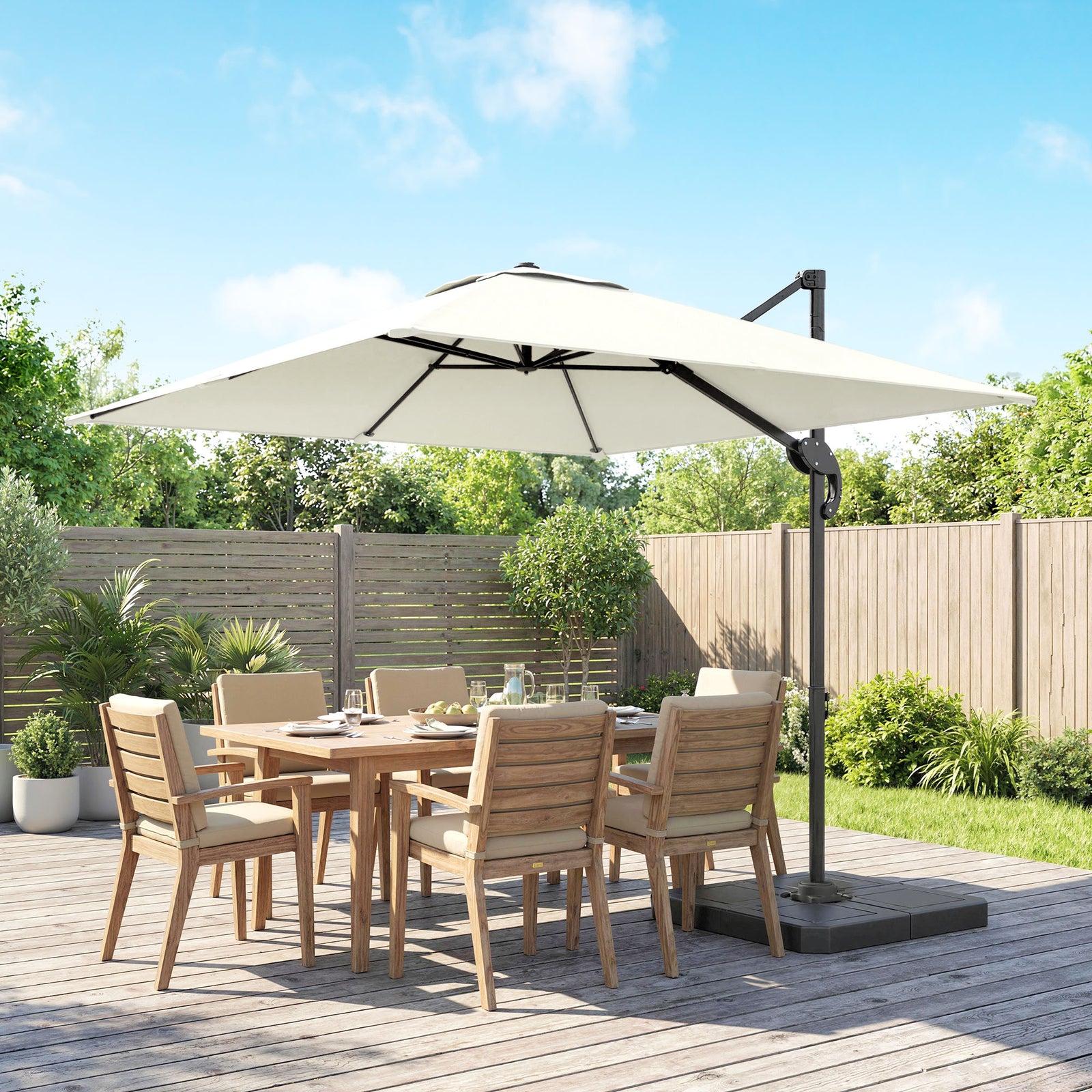 2.4 X 2.4 M Cantilever Parasol W/ Umbrella Weights | Cream
