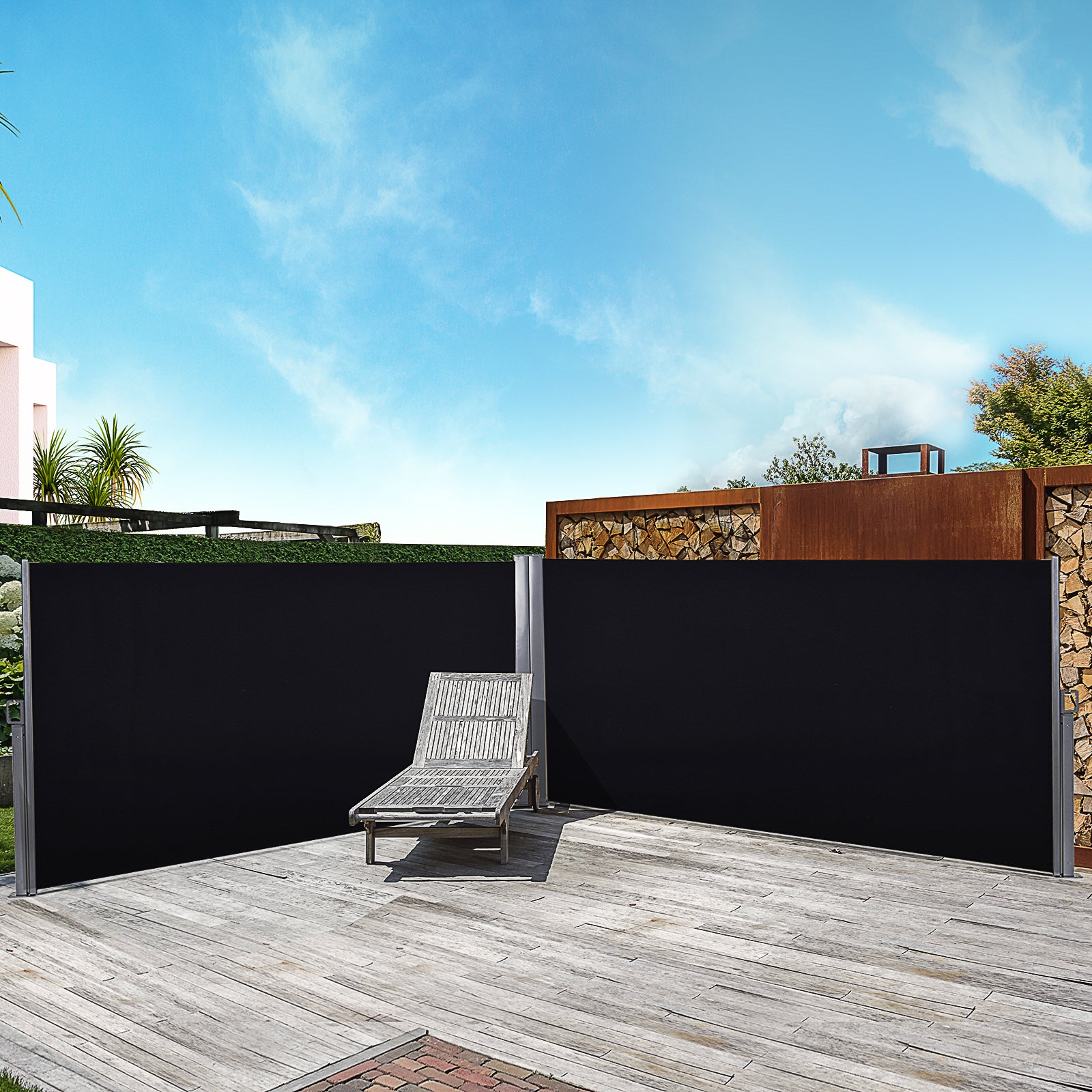 Double Canopy Pull-out Side Awning | Black