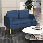 Compact Loveseat 2 Seater Sofa With Storage Wood Legs | One Size | Blue