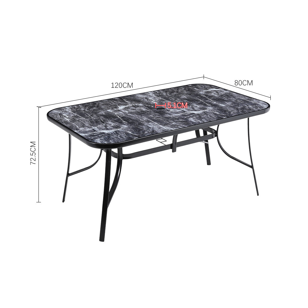 Garden Tempered Glass Square Table With Set Of 4 Pe Rattan Chairs | Medium | Black