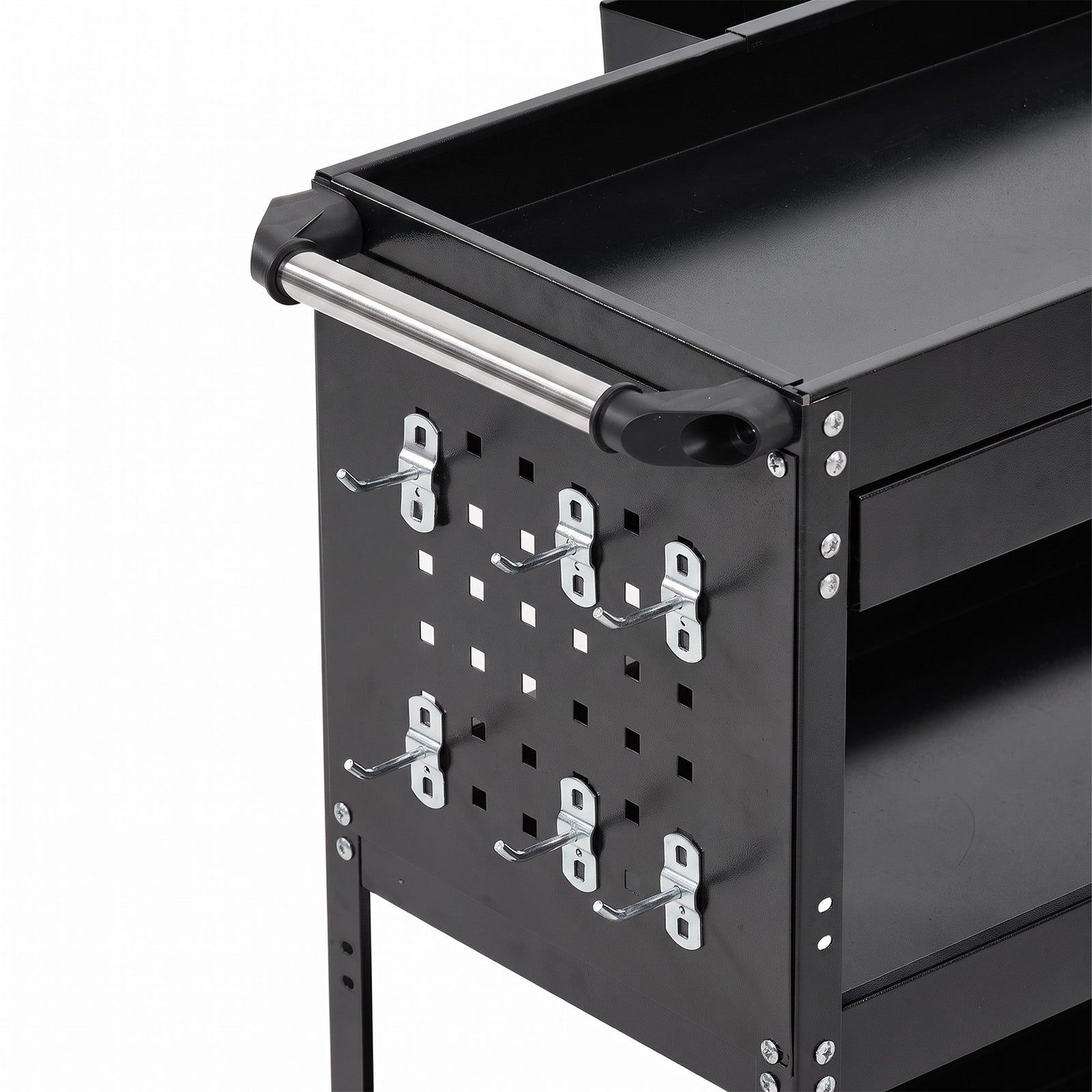 Breeins 3-tier Tool Cart With Lockable Drawer And 10 Hooks