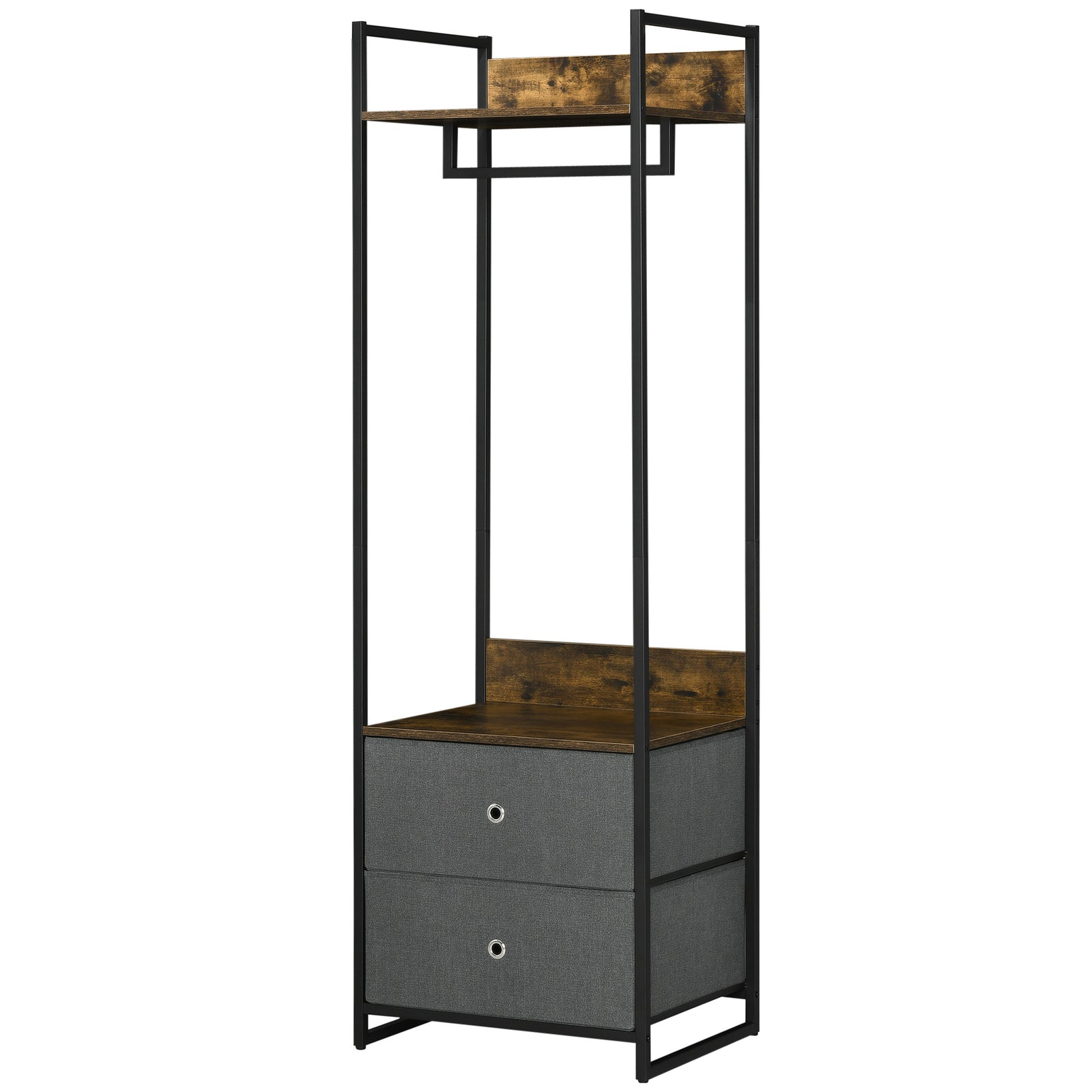 Clothes Rail, Metal Coat Stand, Garment Rack 2 Fabric Drawer