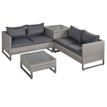 4 Pcs Rattan Sofa Set W/ Storage Box Outdoor