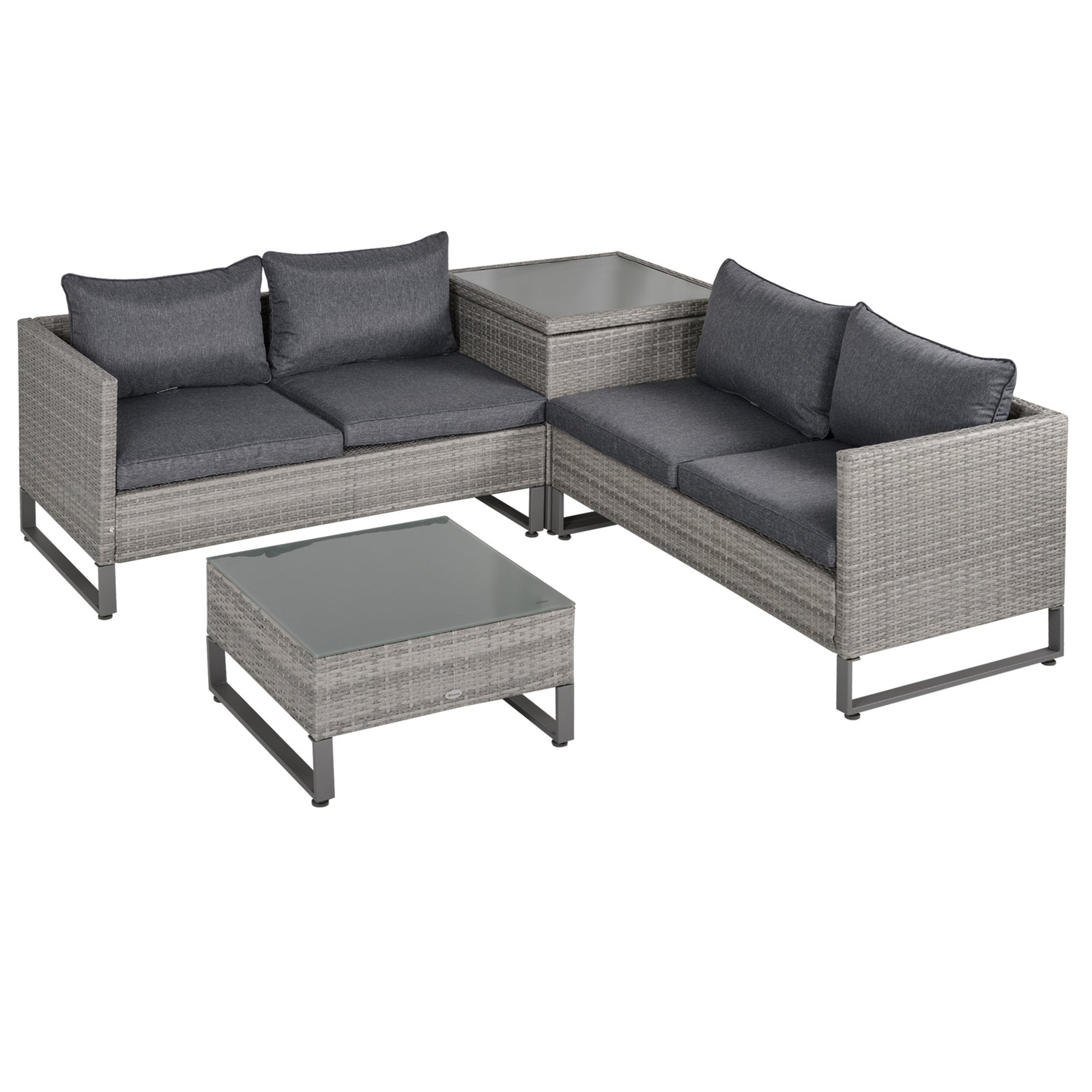 4 Pcs Rattan Sofa Set W/ Storage Box Outdoor