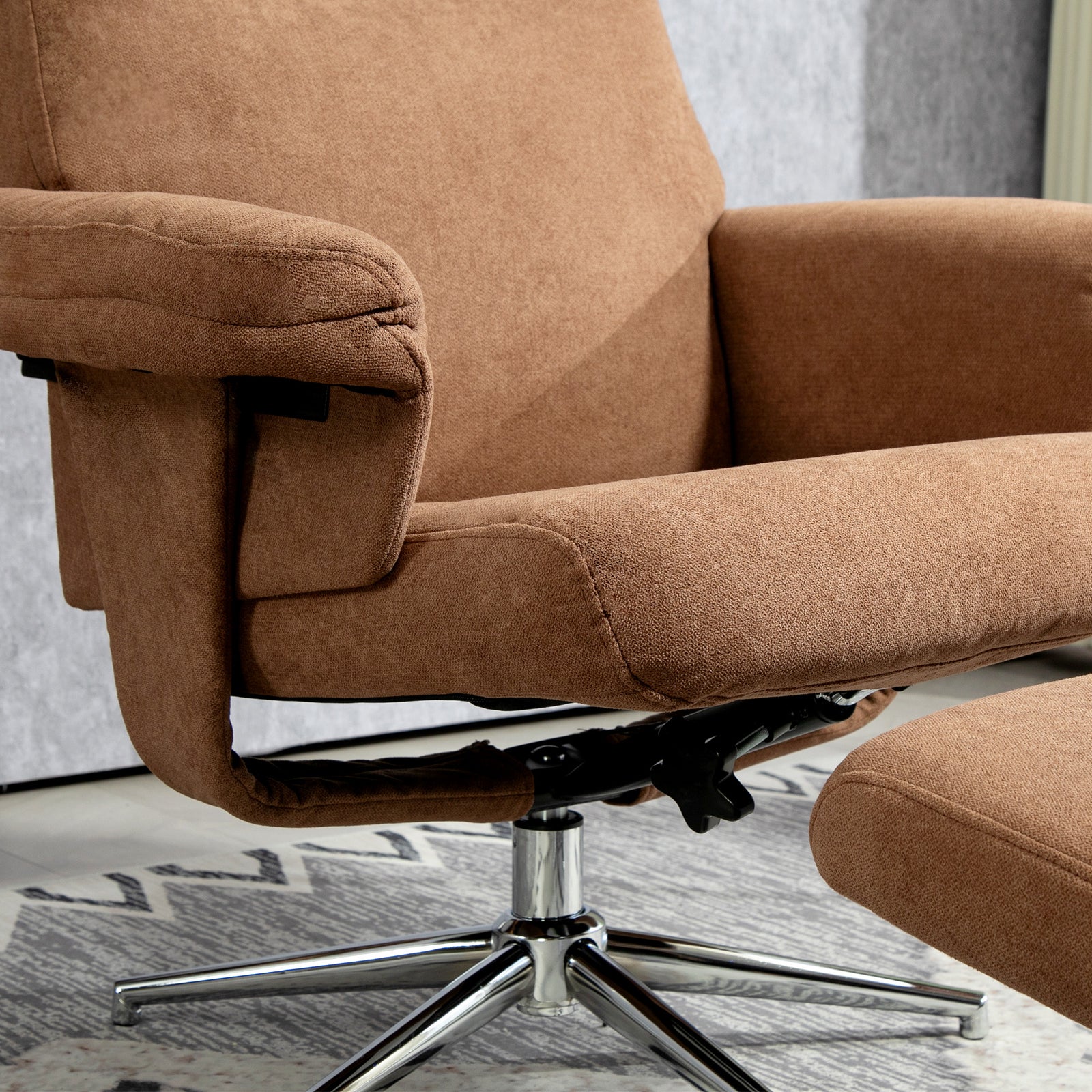 Recliner Chair With Footstool With Adjustable | Brown
