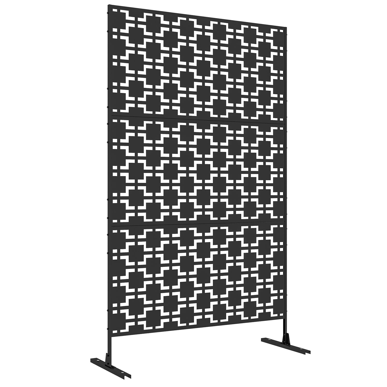 6.5ft Metal Privacy Screen W/ Stand, Grid Style