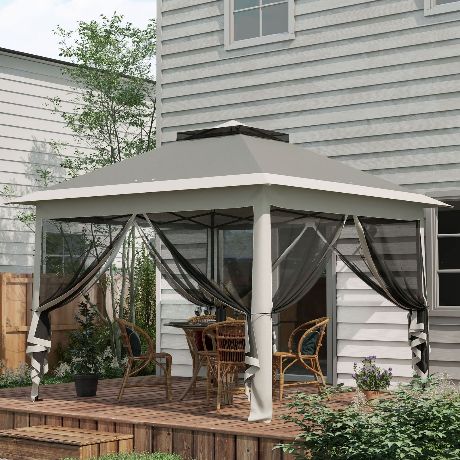 Pop Up Gazebo Height Adjustable Canopy Tentwith Carrying Bag | Dark Gray