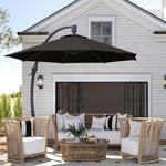 3(m) Garden Cantilever Parasol With Crank Aluminium Frame | Black