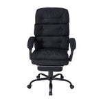 Ergonomic Black Linen Office Chair – Recline 135°, Retractable Footrest, Adjustable Height, Swivel Base