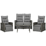 4 Piece Rattan Garden Furniture Set With Sofa, Glass Table | Grey