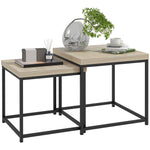 Coffee Table Set Of 2, Nest Of Tables 3.5cm Thick Tabletop | One Size | Oak
