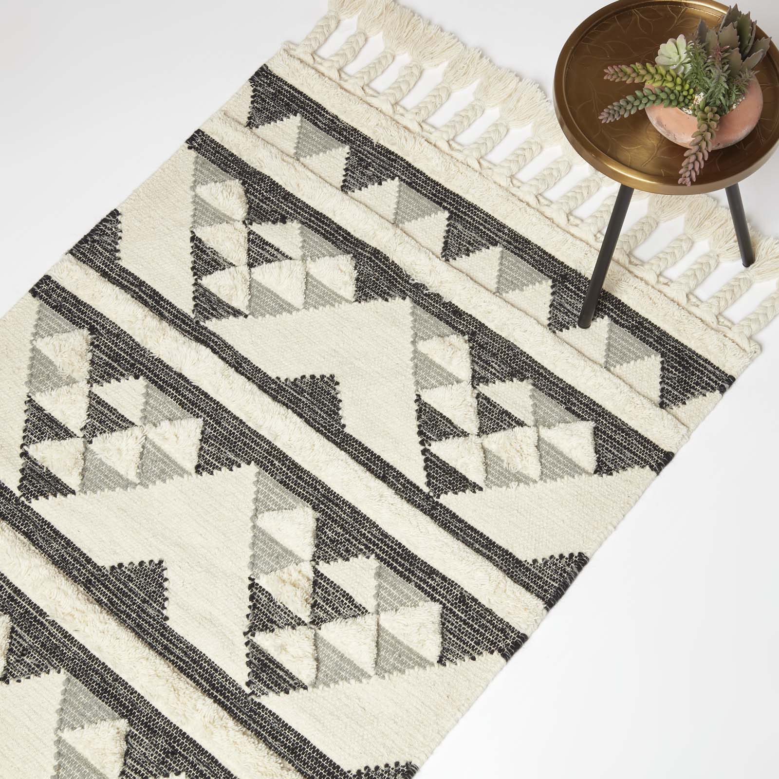 Kota Black & Grey Kilim Wool Rug | 150cm x 220cm | Black & Grey