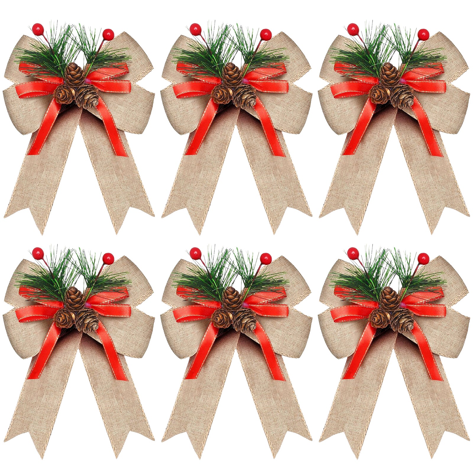 6pcs Christmas Bows Decoration Set