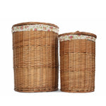 Garden Rose Cotton Lined Light Steamed Round Laundry Baskets | Set of 2 | Pink