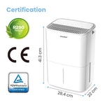 Smart 10l/12l Per Day Dehumidifier With Auto Humidity Control, 2.5l Tank & Timer – Quiet, Energy-efficient, And Portable With 360° Wheels And Laundry Drying Mode | 10l | White
