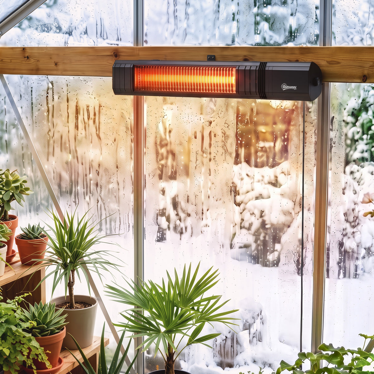 2000 W Electric Infrared Patio Heater, Ip65 Garden Heater, Black