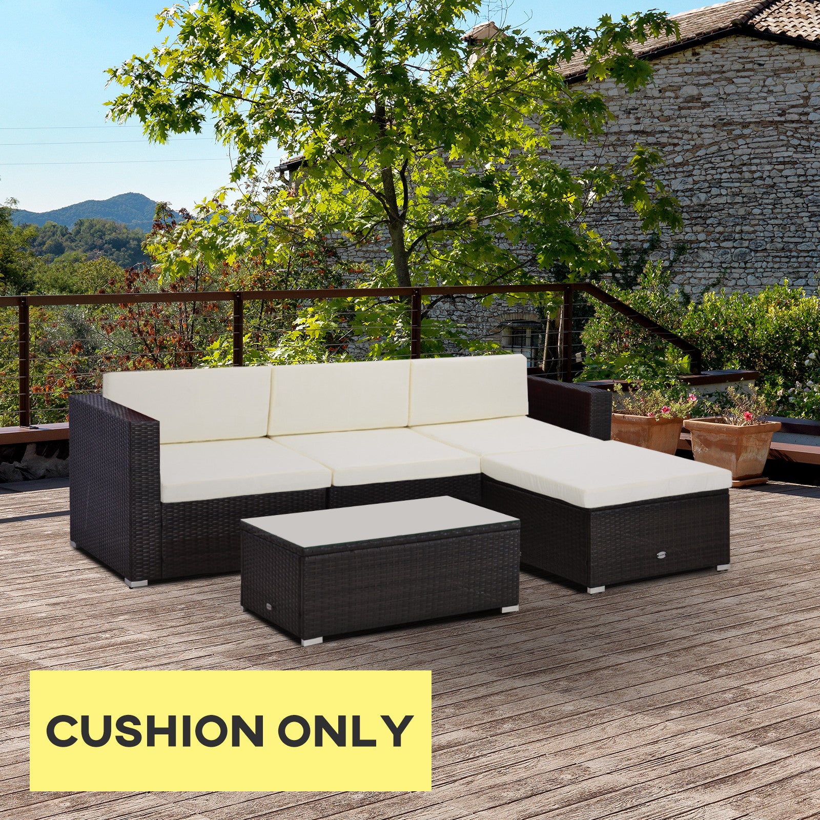 7 Piece Outdoor Furniture Cushion Set For Rattan Furniture | Cream