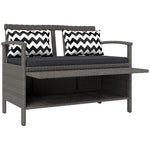 160l Rattan Garden Storage Bench, Cushioned Outdoor Bench